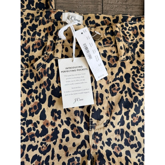 J.Crew Leopard Print Straight Leg Pants Women’s Size 25 Stretch Cotton Mid-Rise - Picture 5 of 9